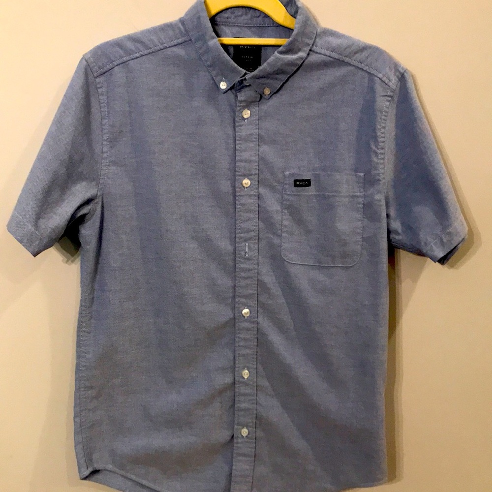 RVCA Mens Small Blue Button-Down Oxford Shirt. NEW
